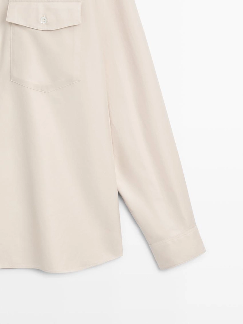 Рубашка из хлопковой ткани с карманами