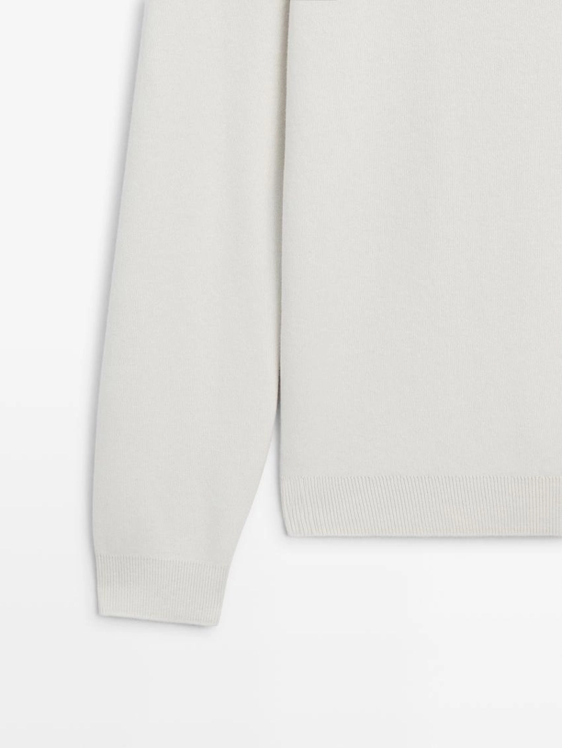 Вязанный свитер с мокрым воротником из хлопка с молнией