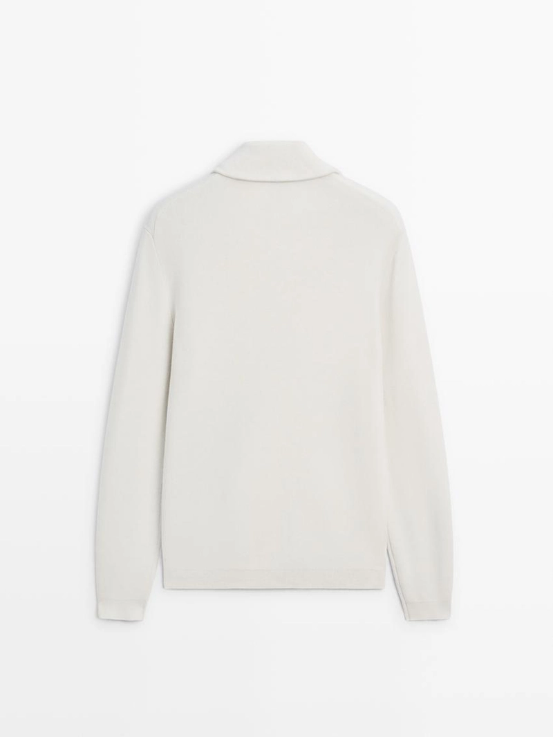 Вязанный свитер с мокрым воротником из хлопка с молнией