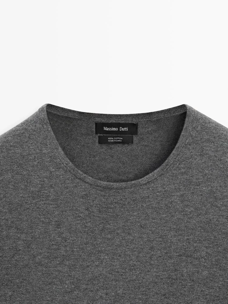 Хлопковый свитер с круглым вырезом