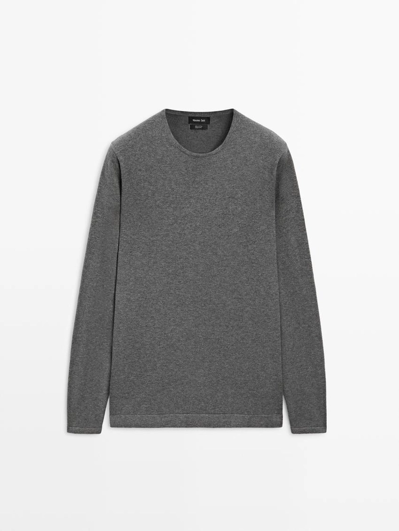 Хлопковый свитер с круглым вырезом