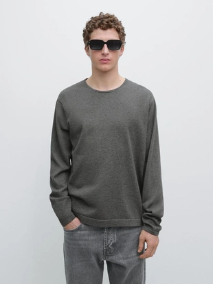 Хлопковый свитер с круглым вырезом- Заказать в России