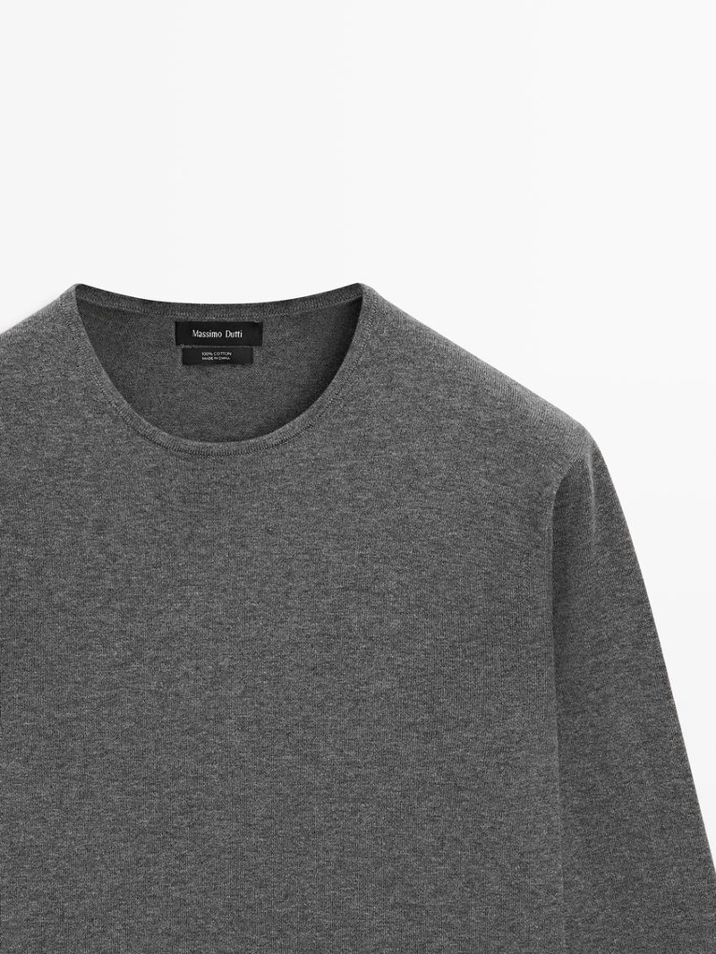 Хлопковый свитер с круглым вырезом