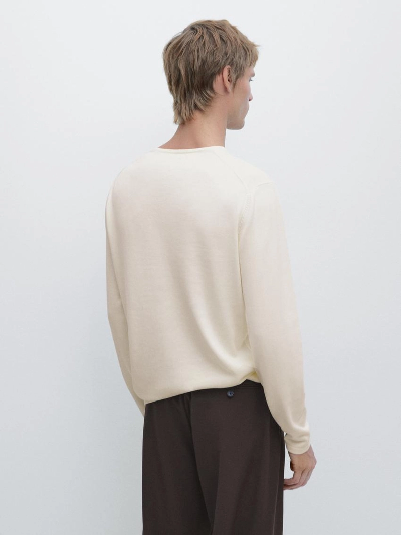 Свитер с круглым вырезом из хлопкового трикотажа