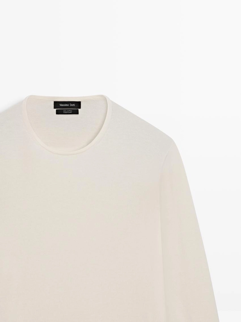 Свитер с круглым вырезом из хлопкового трикотажа