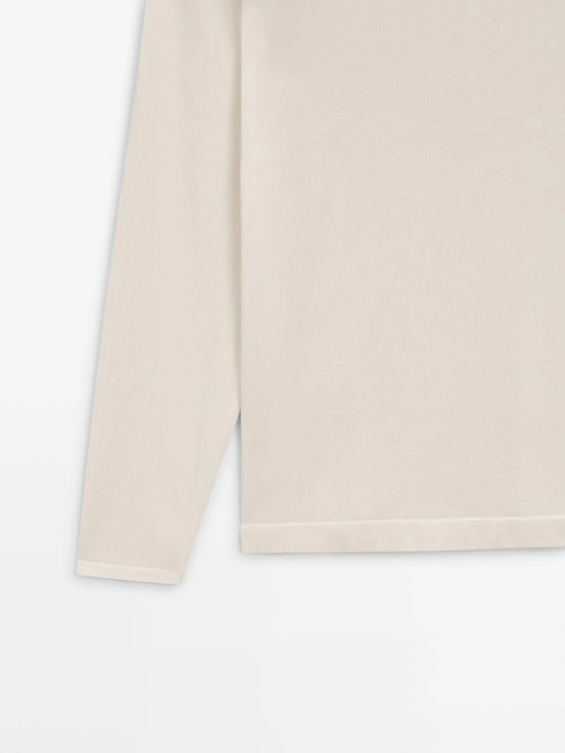 Свитер с круглым вырезом из хлопкового трикотажа