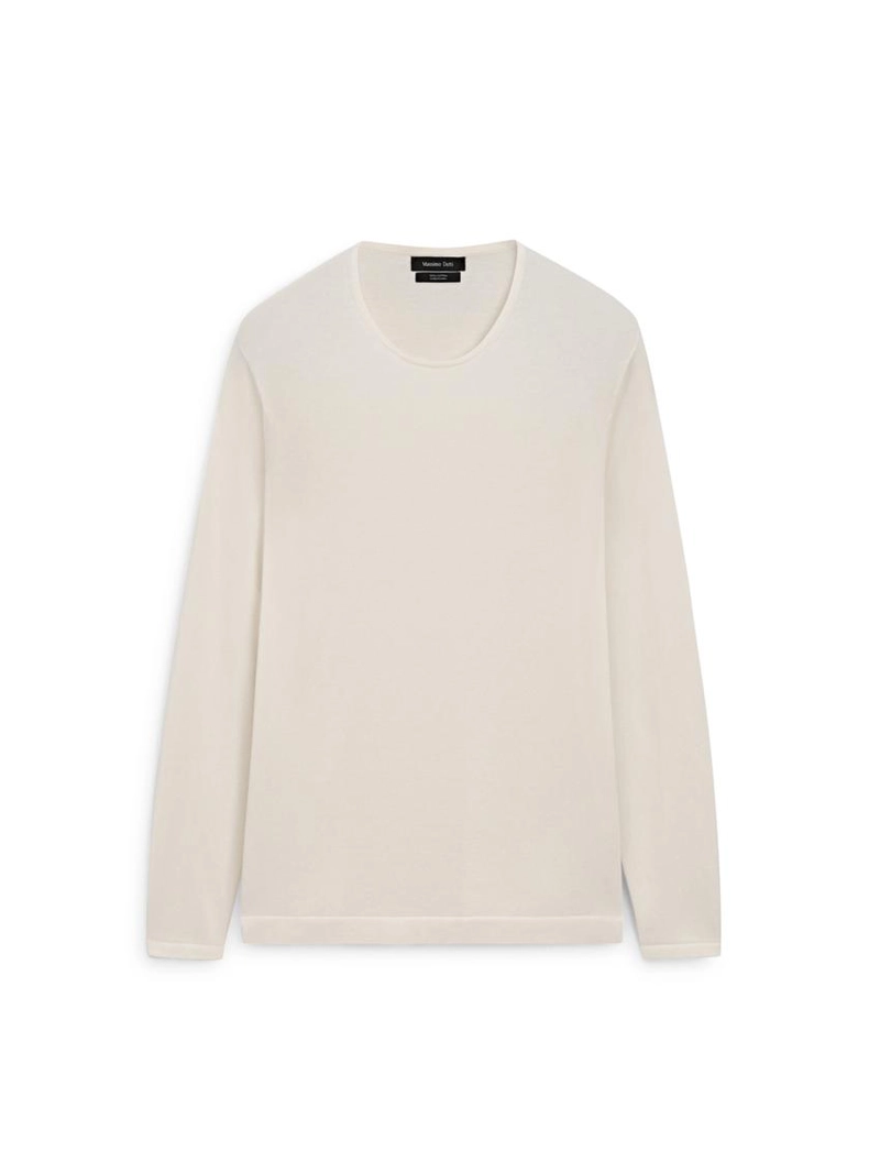 Свитер с круглым вырезом из хлопкового трикотажа