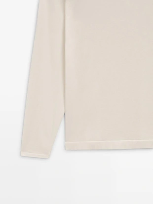 Свитер с круглым вырезом из хлопкового трикотажа- Заказать в России