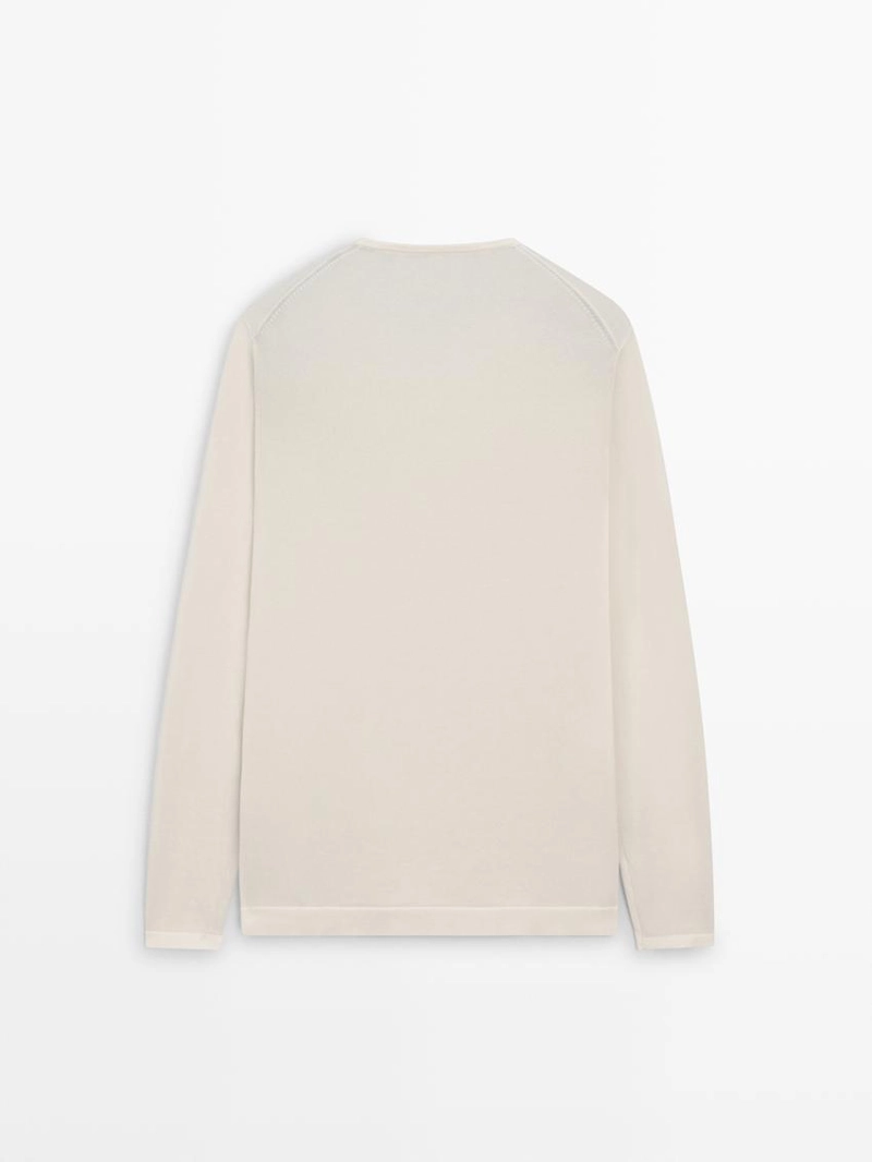 Свитер с круглым вырезом из хлопкового трикотажа