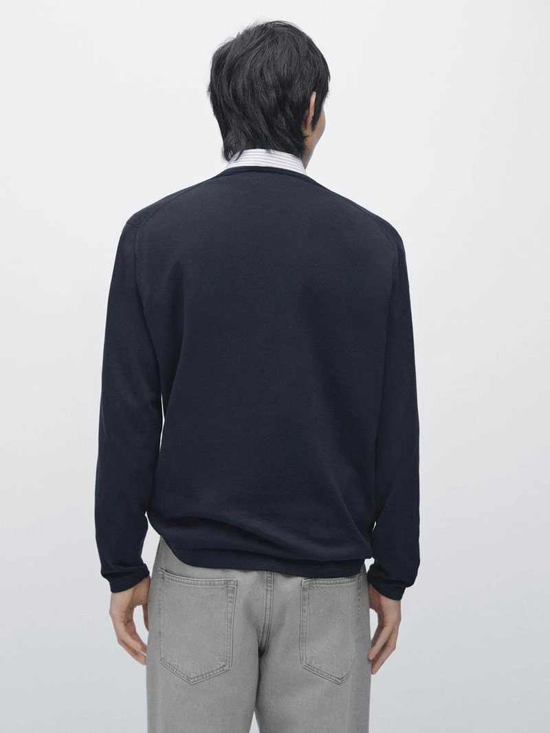 Свитер с круглым вырезом из хлопкового трикотажа