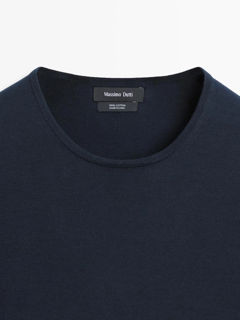 Свитер с круглым вырезом из хлопкового трикотажа