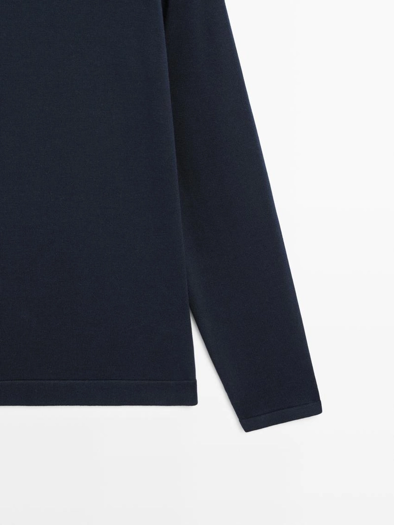 Свитер с круглым вырезом из хлопкового трикотажа