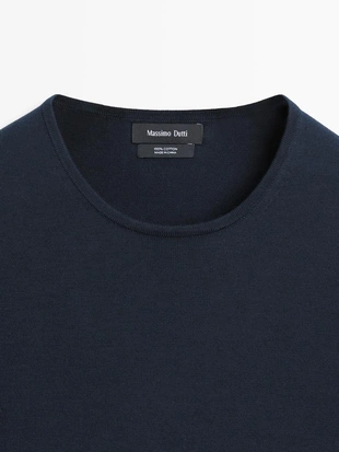 Свитер с круглым вырезом из хлопкового трикотажа- Заказать в России