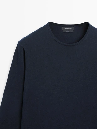 Свитер с круглым вырезом из хлопкового трикотажа- Заказать в России