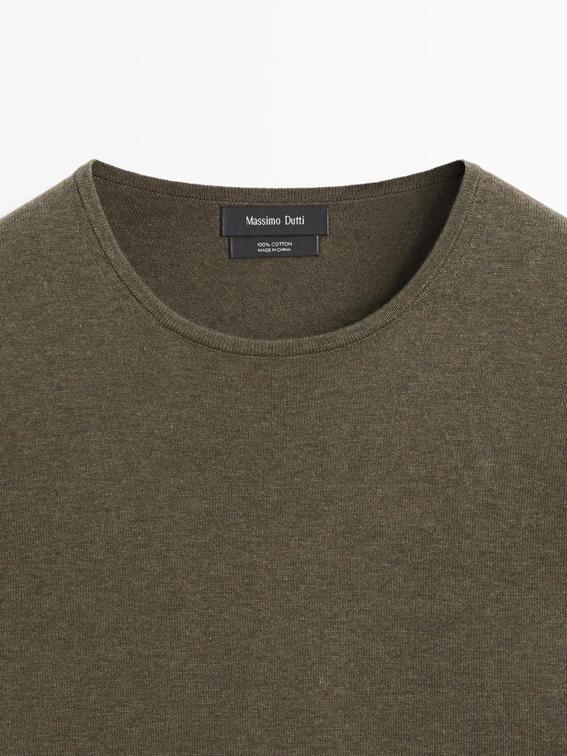 Свитер с круглым вырезом из хлопкового трикотажа