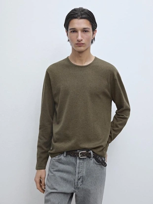 Свитер с круглым вырезом из хлопкового трикотажа- Заказать в России