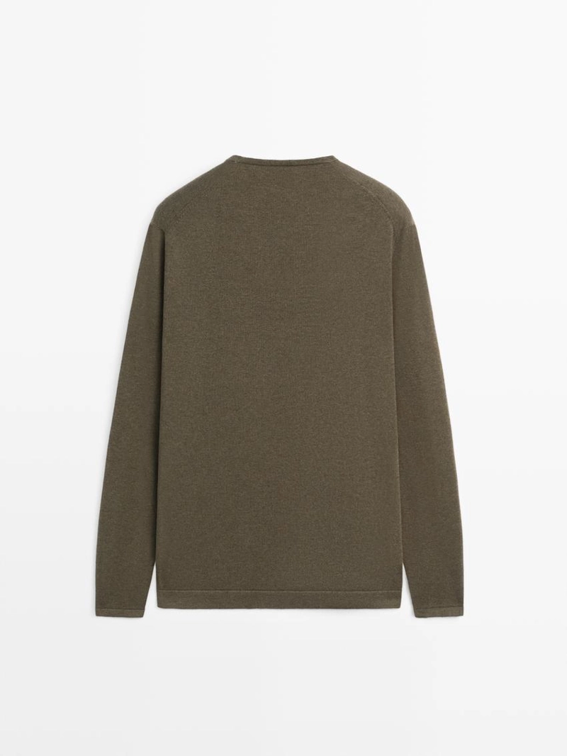 Свитер с круглым вырезом из хлопкового трикотажа