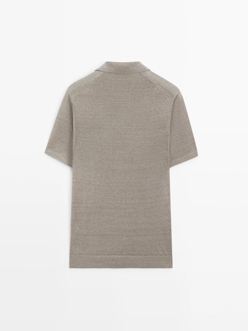 Поло свитер с v-образным вырезом из льна