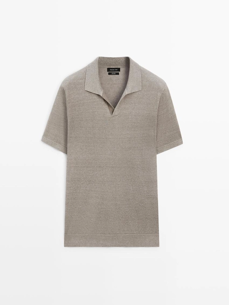 Поло свитер с v-образным вырезом из льна