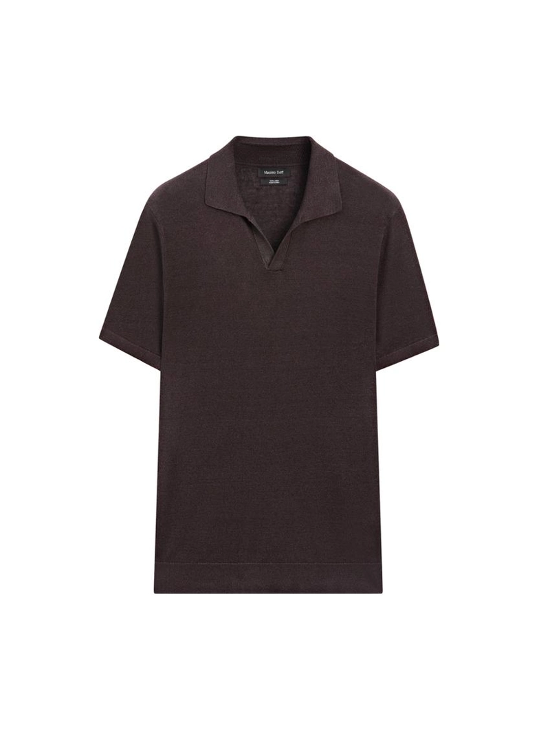 Водолазка-поло из льна с v-образным вырезом