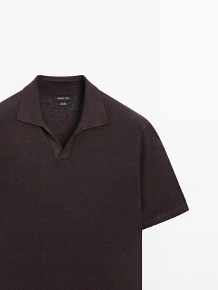 Водолазка-поло из льна с v-образным вырезом- Заказать в России