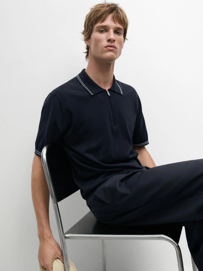 Вязанный свитр с воротником детализированным