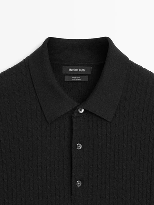 Свитер-поло из мериносовой шерсти- Заказать в России