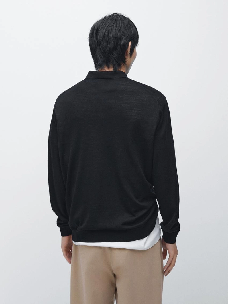 Свитер из шерсти с воротником-поло