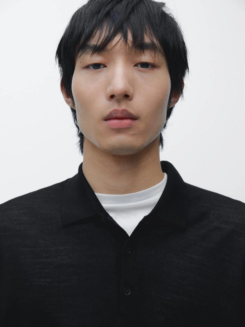 Свитер из шерсти с воротником-поло