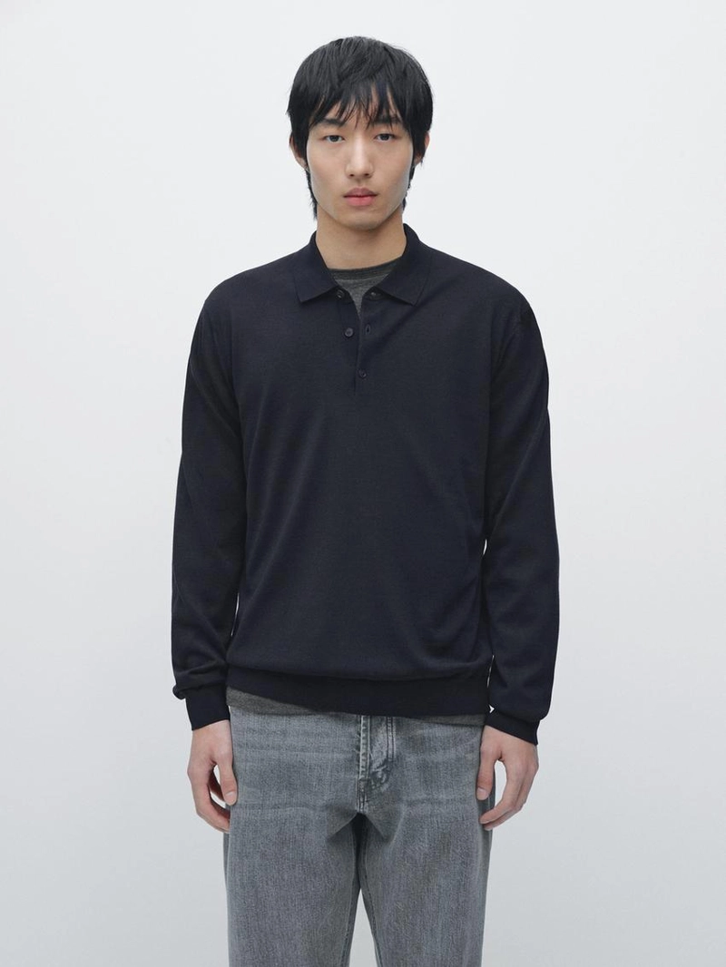 Джемпер из шерсти с воротником-поло