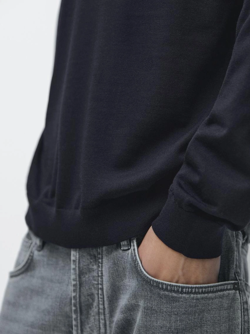 Джемпер из шерсти с воротником-поло