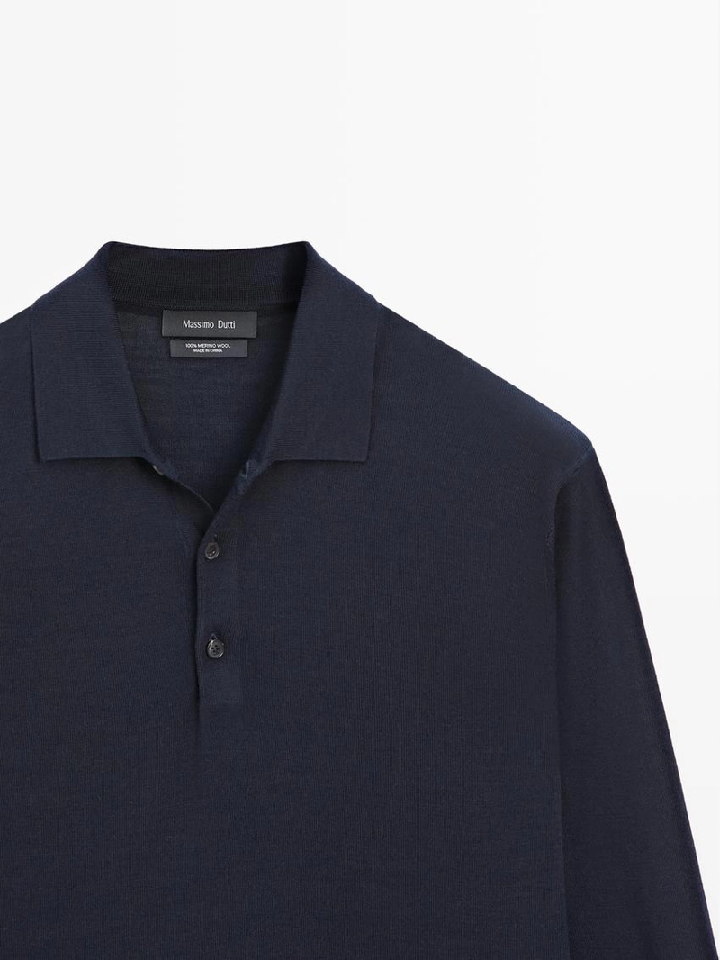 Джемпер из шерсти с воротником-поло