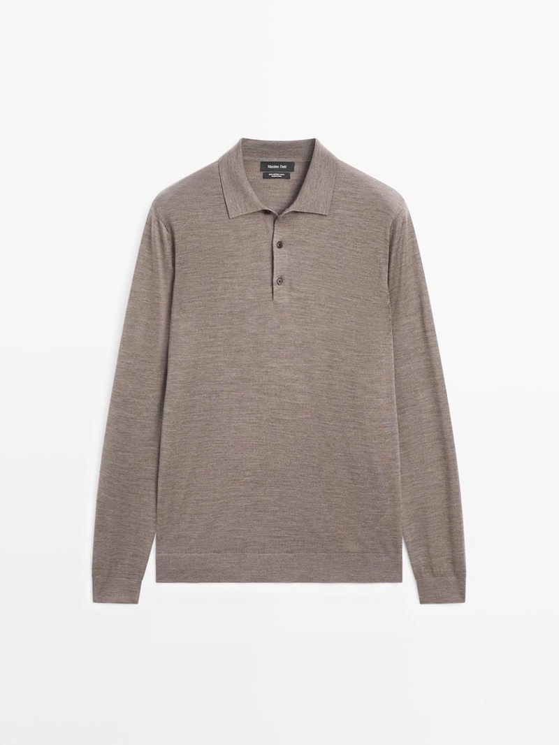 Вязаный свитер из шерсти с воротником-поло