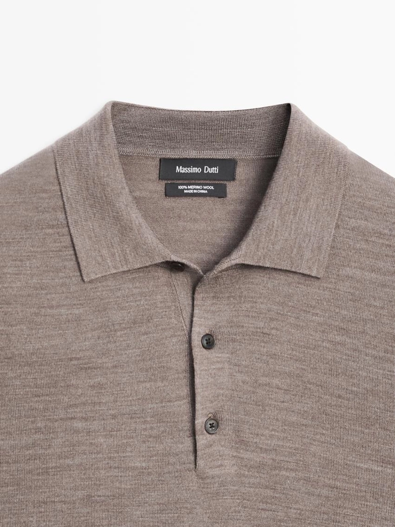 Вязаный свитер из шерсти с воротником-поло