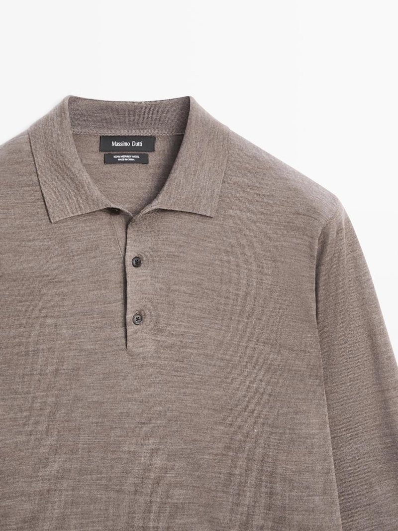 Вязаный свитер из шерсти с воротником-поло