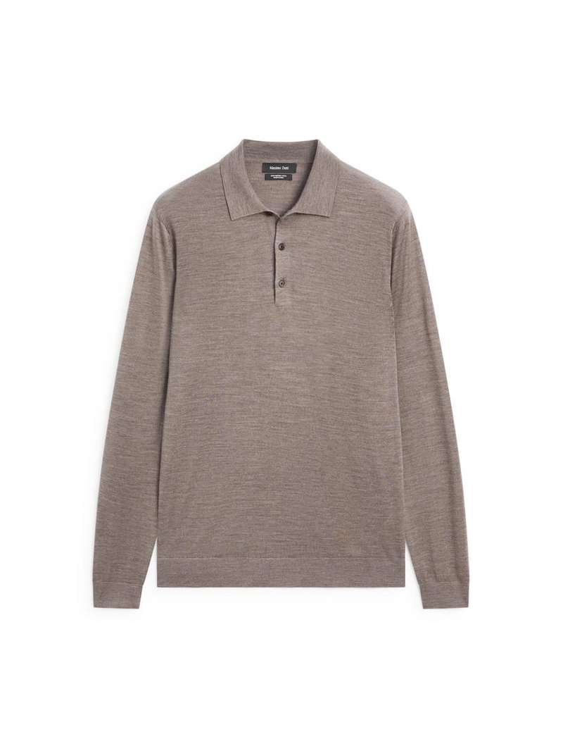 Вязаный свитер из шерсти с воротником-поло