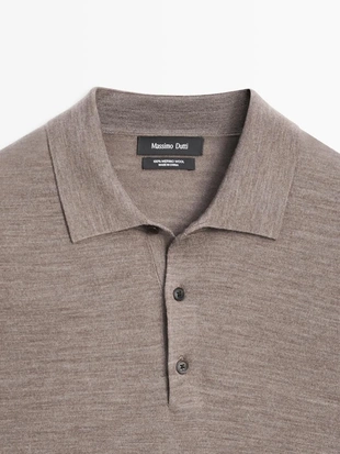 Вязаный свитер из шерсти с воротником-поло- Заказать в России