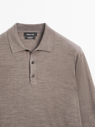 Вязаный свитер из шерсти с воротником-поло- Заказать в России