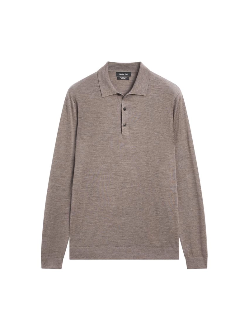 Вязаный свитер из шерсти с воротником-поло