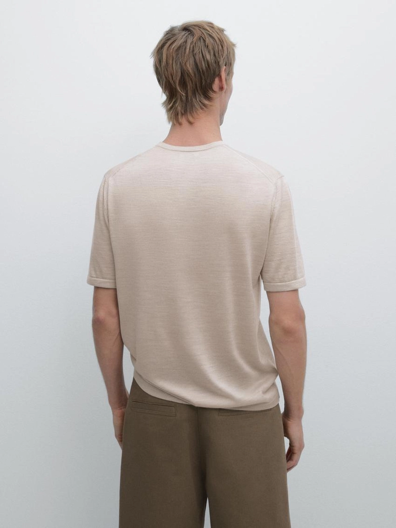 Вязанная футболка из шерсти и лайокелла