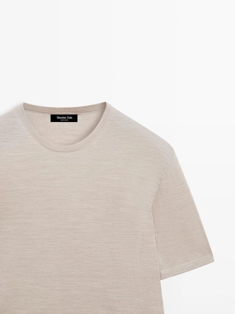 Вязанная футболка из шерсти и лайокелла