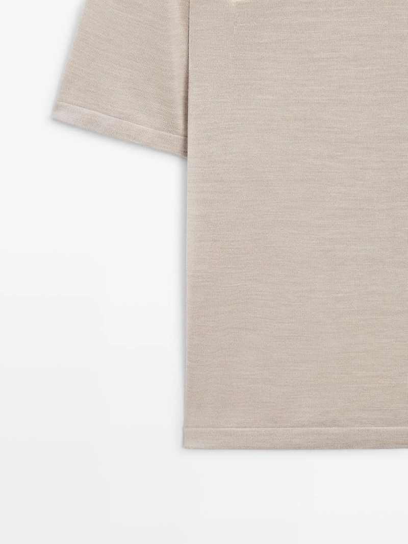 Вязанная футболка из шерсти и лайокелла