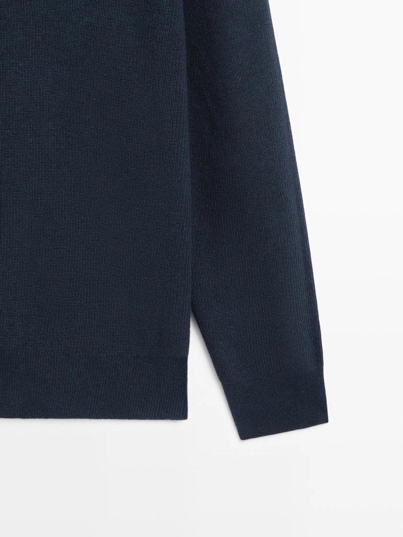 Свитер из хлопково-шерстяной смеси с манжетами-гольф