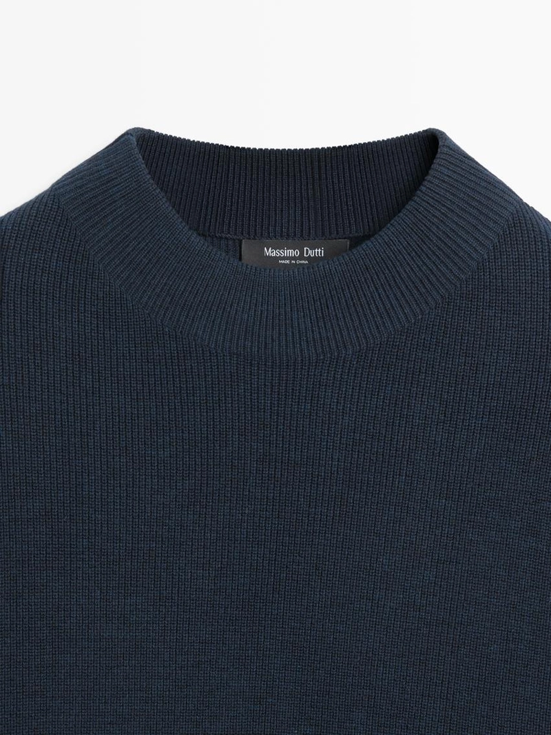 Свитер из хлопково-шерстяной смеси с манжетами-гольф