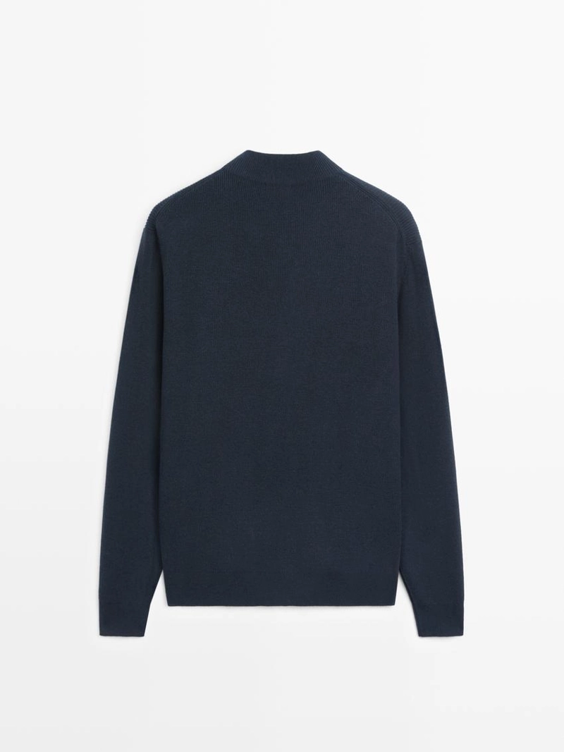 Свитер из хлопково-шерстяной смеси с манжетами-гольф