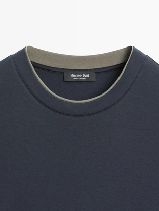 Футболка из 100% хлопка с контрастным воротником- Заказать в России