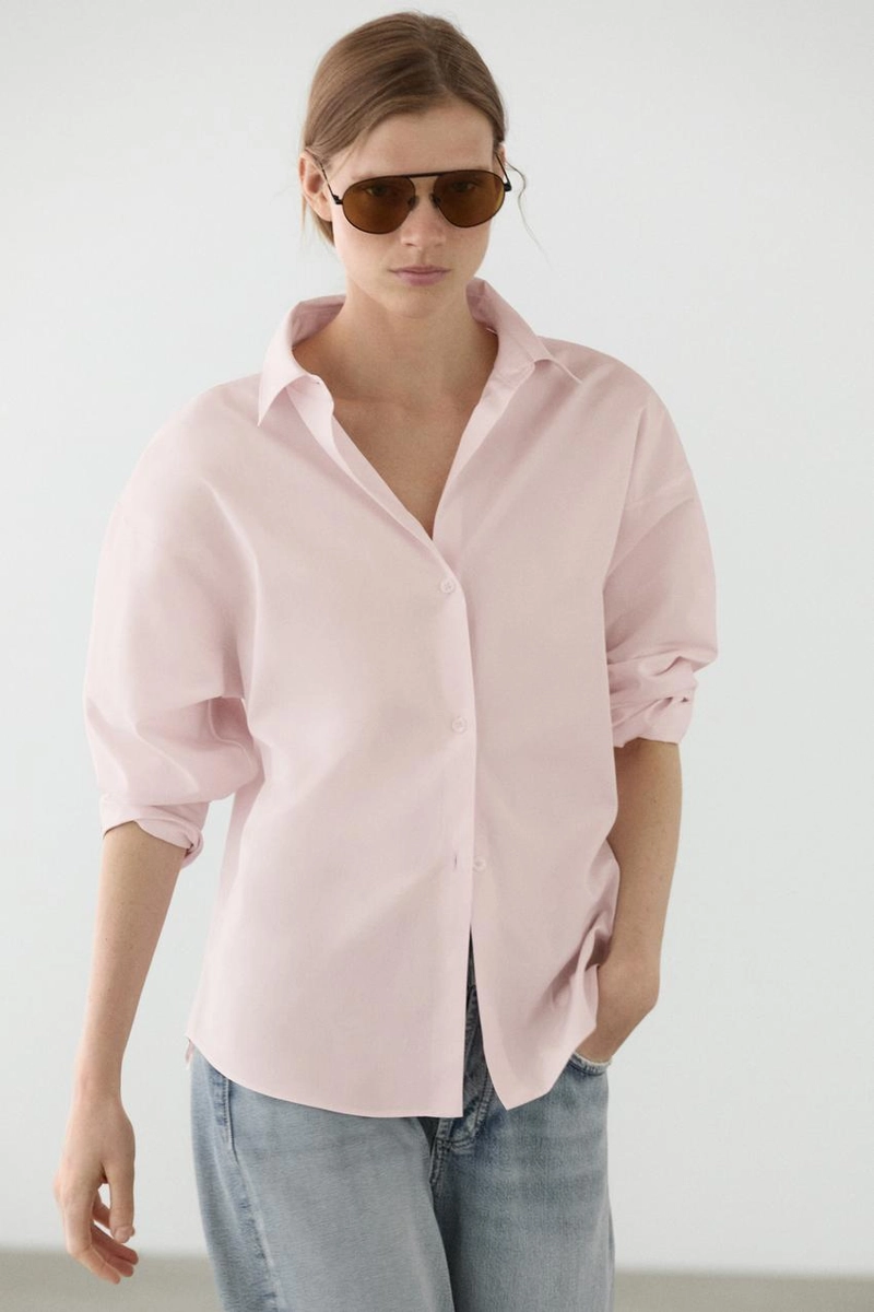 Рубашка из хлопкового поплина с деталями линий