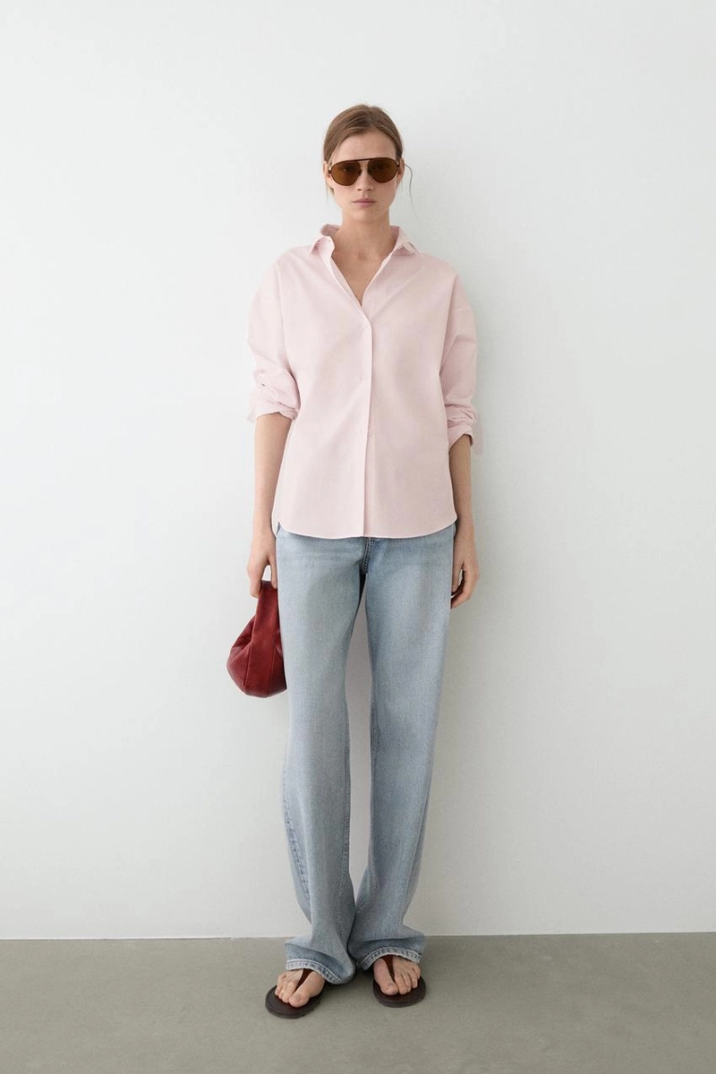 Рубашка из хлопкового поплина с деталями линий