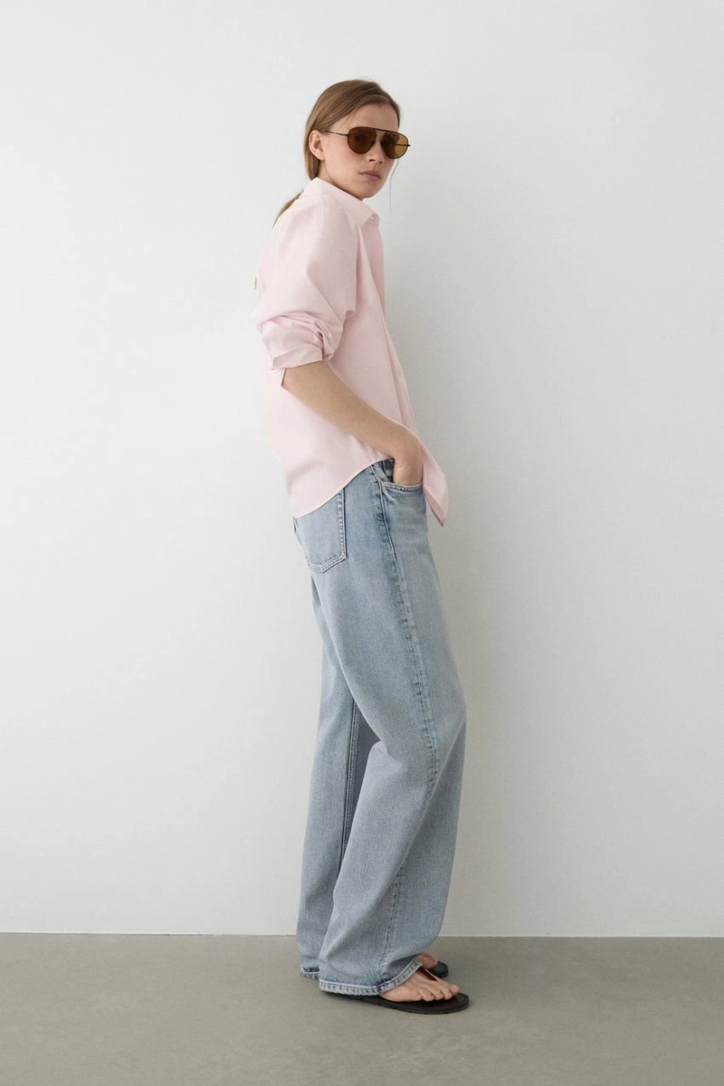 Рубашка из хлопкового поплина с деталями линий