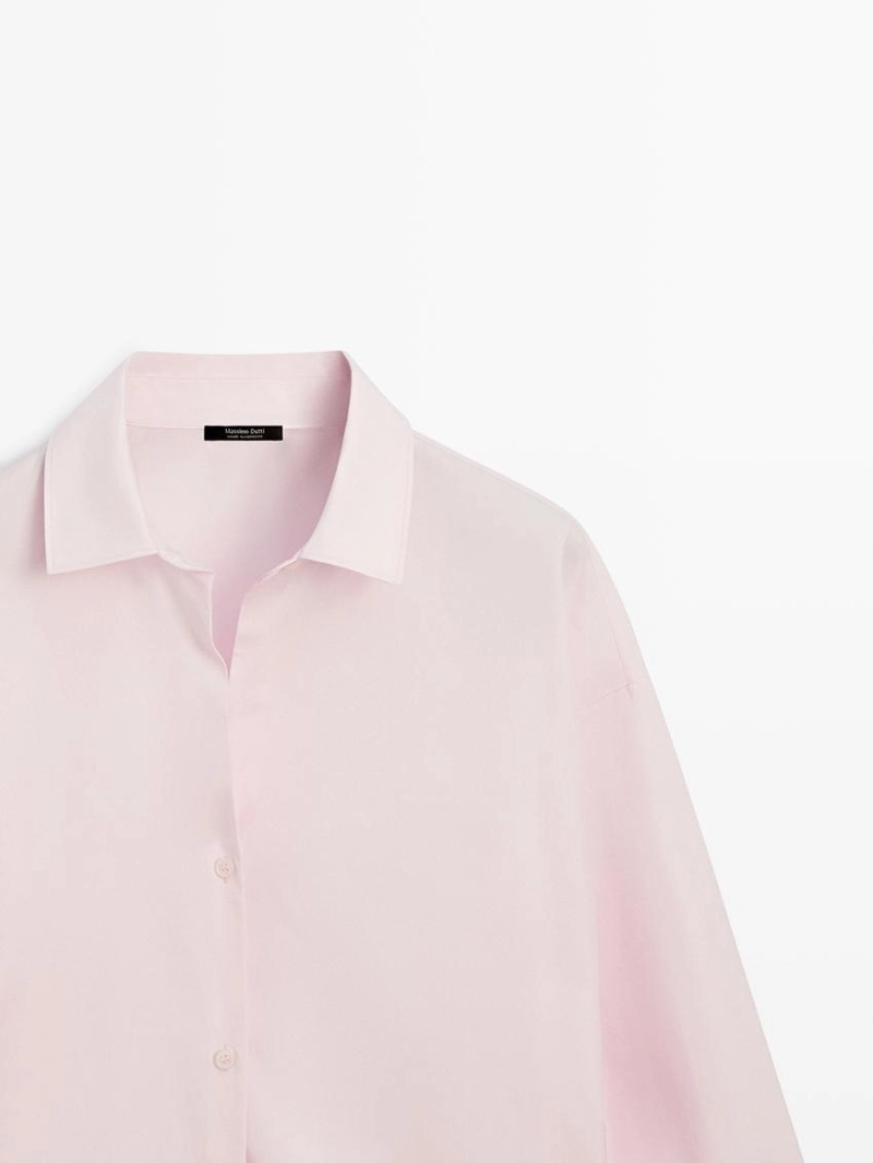 Рубашка из хлопкового поплина с деталями линий